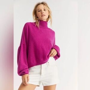 Free People 100% Cashmere Cropped Turtleneck